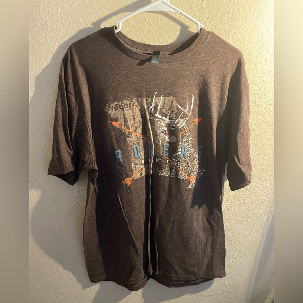Rogers District Mens Brown Hunting Short Sleeve T-shirt-Large